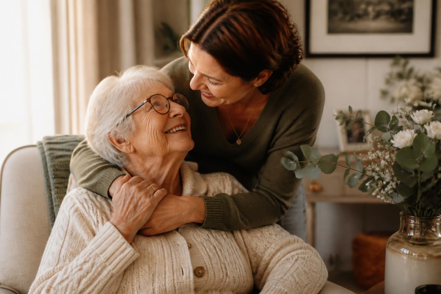 Caring helper visiting a senior at home in Toledo, Ohio
